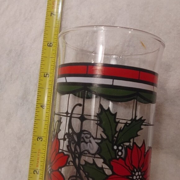 Vintage Coca Cola Christmas Holiday Poinsettia Glasses Set of 3 - Picture 7 of 8